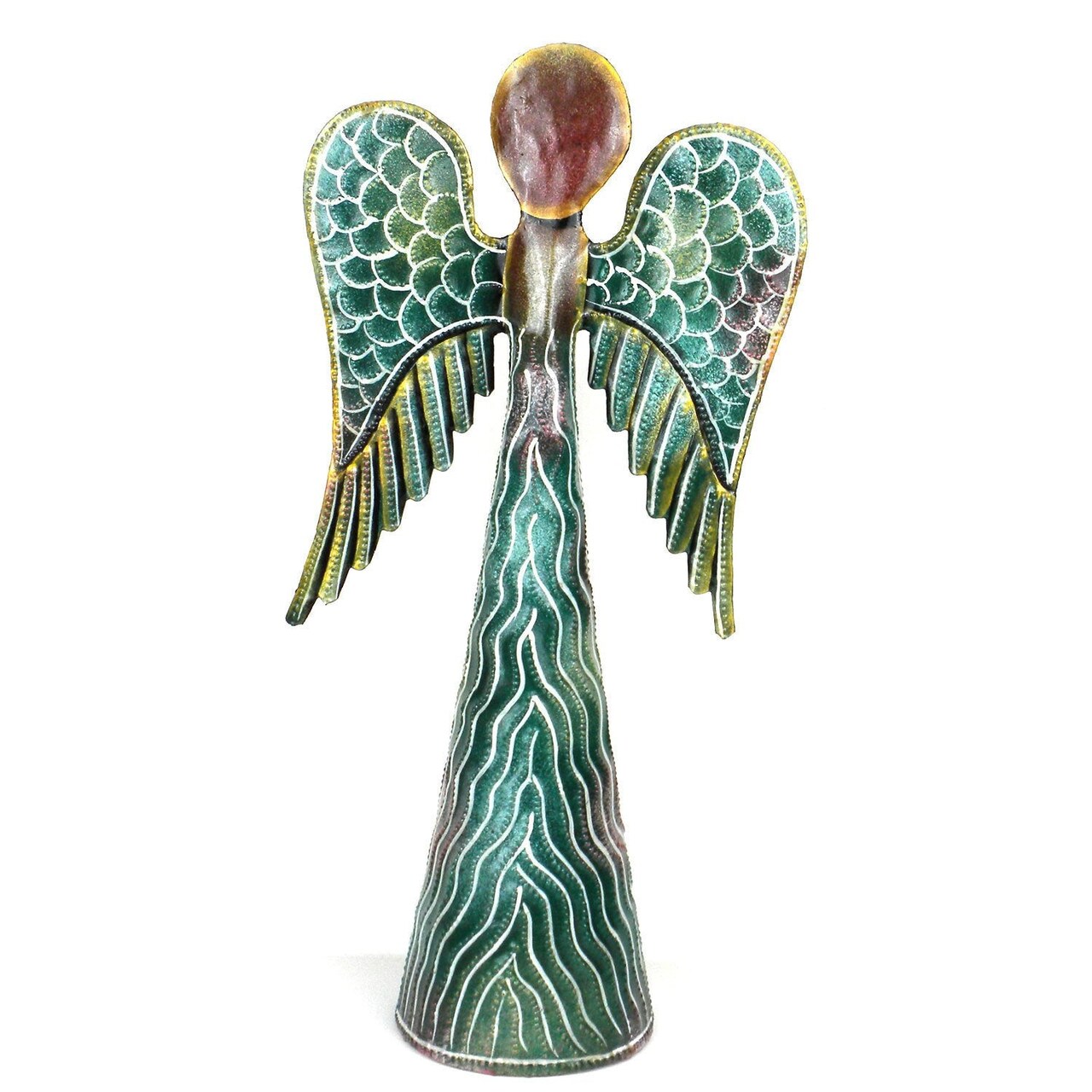 Hand-Painted Steel Angel Decor – 12 inches Embossed and Hand-Cut Art